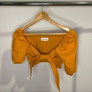 Orange front tie crop top